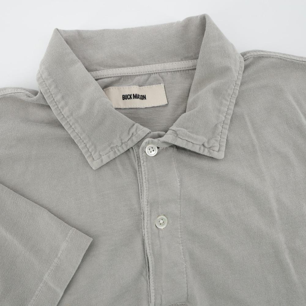 Buck‎ Mason Slub Cotton Short Sleeve Polo Shirt Grey Mens Large Flaws
